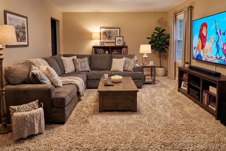 Plush high pile carpet