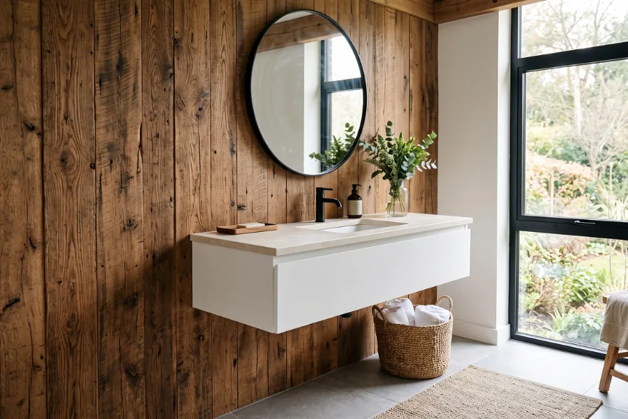Reclaimed wood accent wall