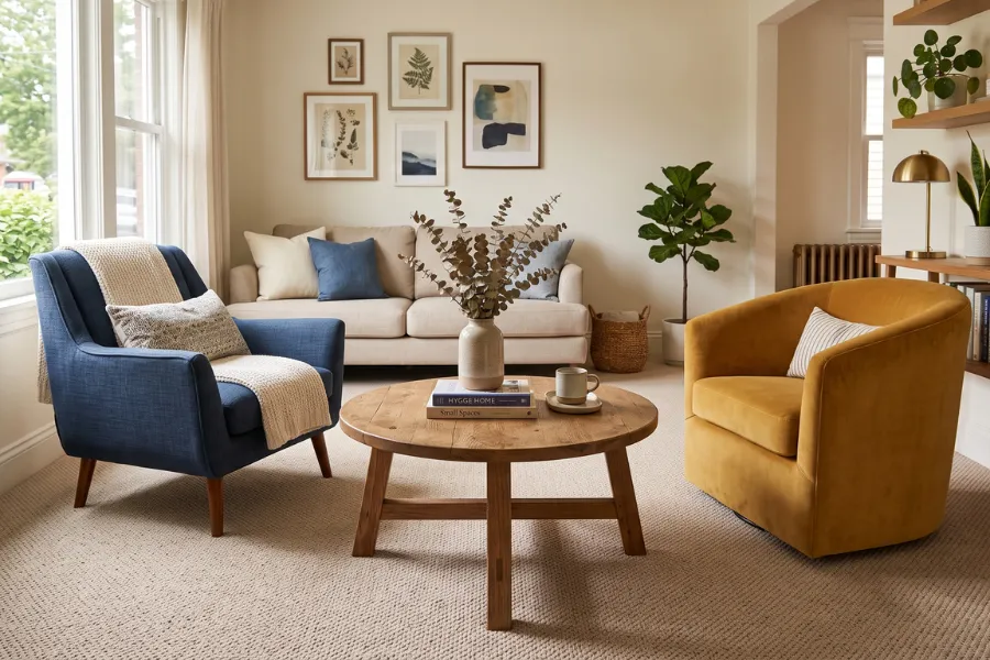 Round carpet living room