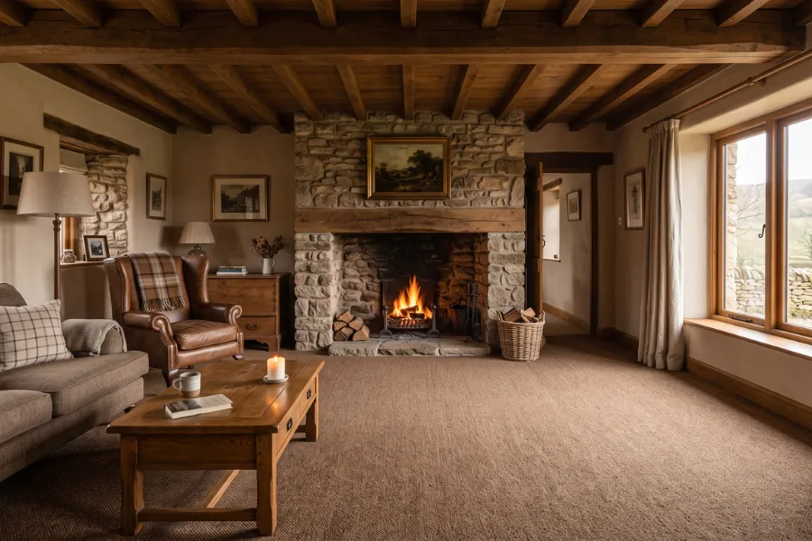 Rustic wool living carpet