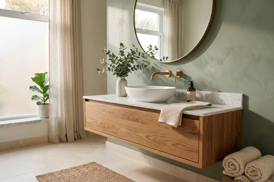 Sage green accent wall