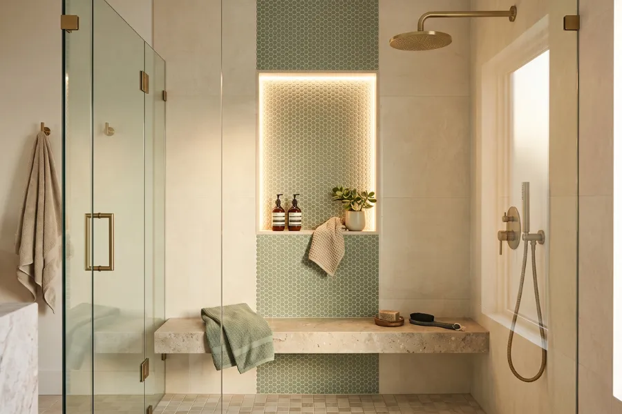 Shower niche accent wall
