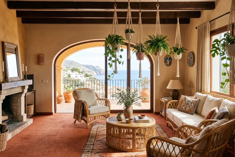 Terracotta living room carpet