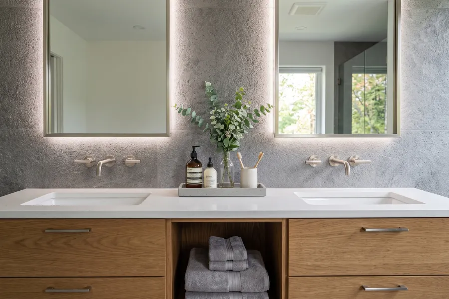 Textured gray accent wall