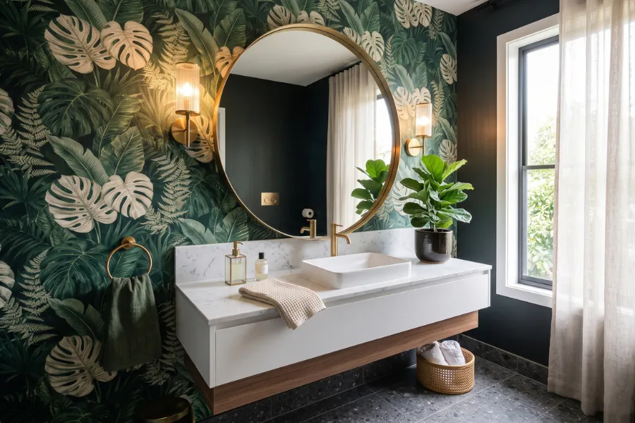Tropical wallpaper accent