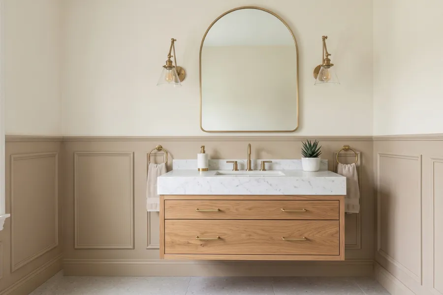 Two-tone bathroom accent