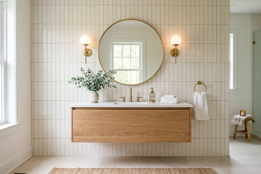 Vertical tile accent wall