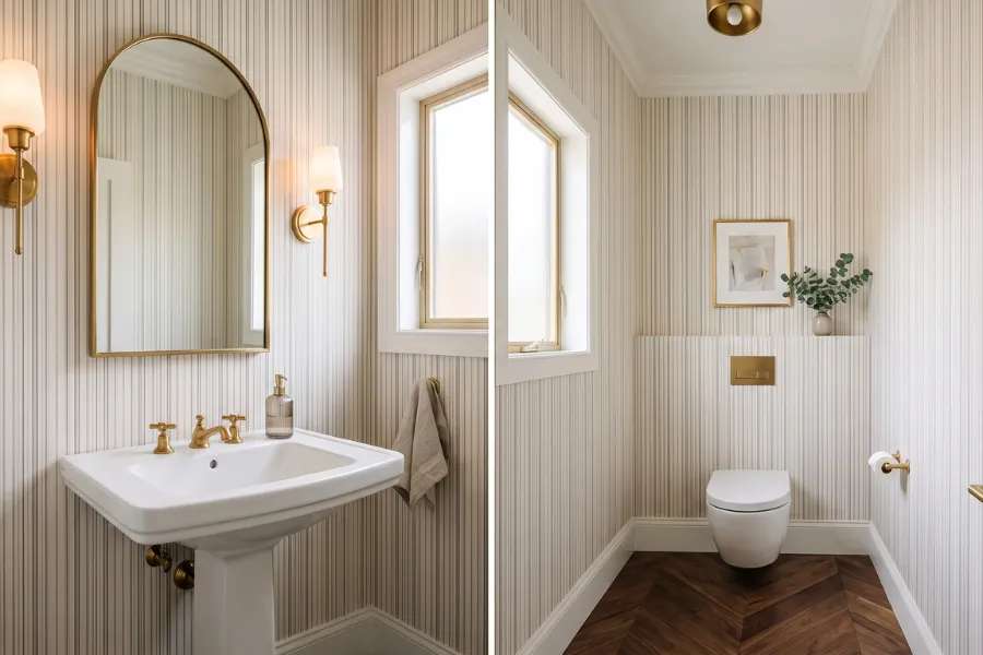 Striped modern bathroom wallpaper