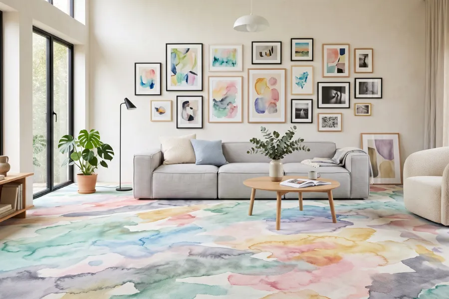 Watercolor artistic living carpet