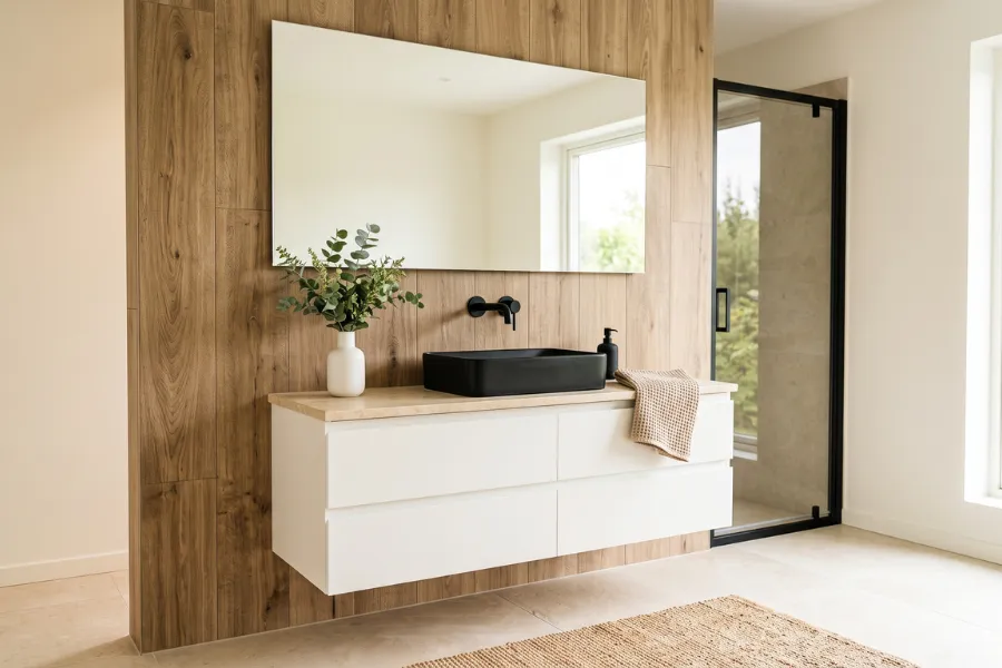 Wood look accent wall