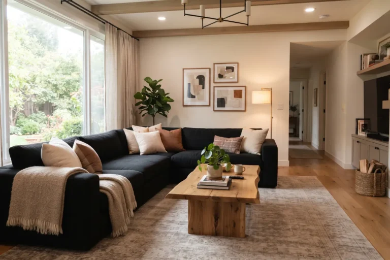 black sectional sofa living room ideas