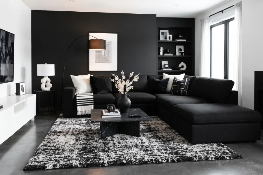 black white sofa decor