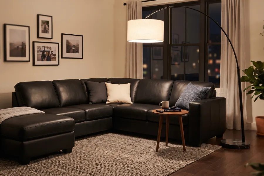 black sofa floor lamp