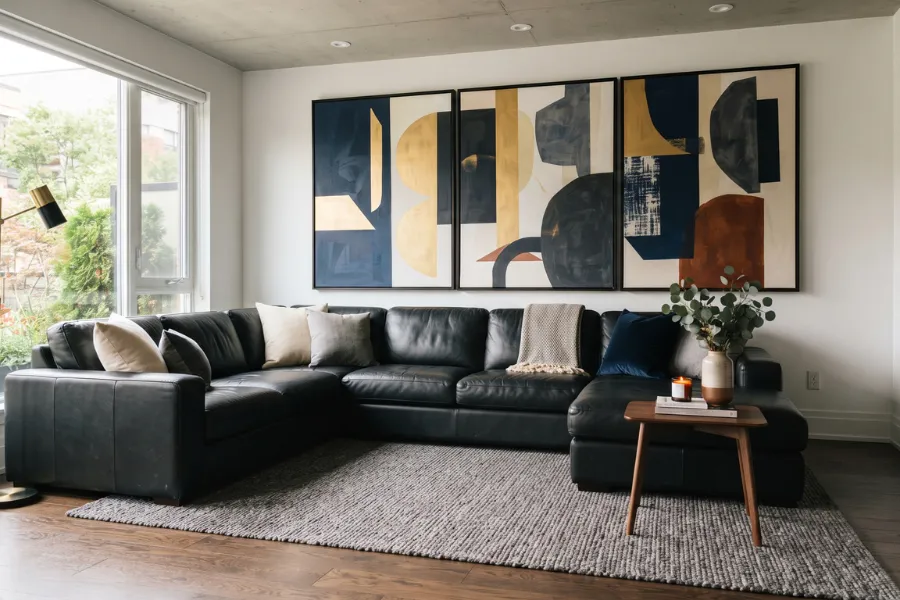 black sofa wall art