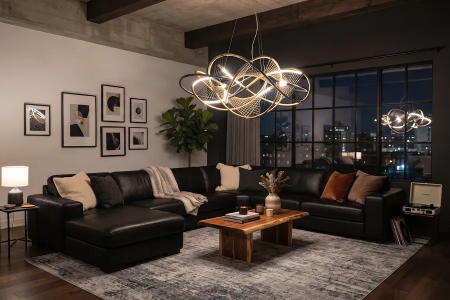 black sofa pendant light