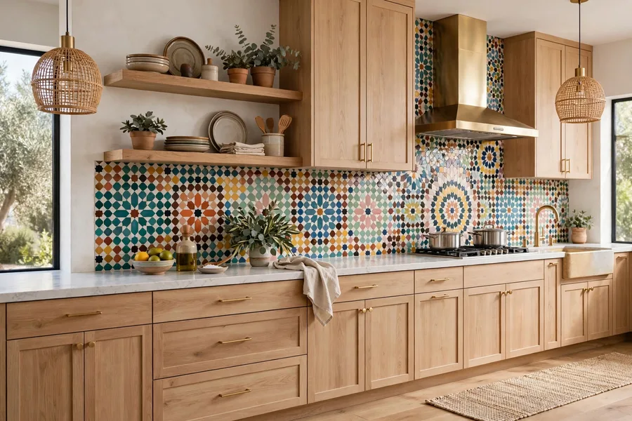 Moroccan patterned tile backsplash — modern kitchen backsplash ideas