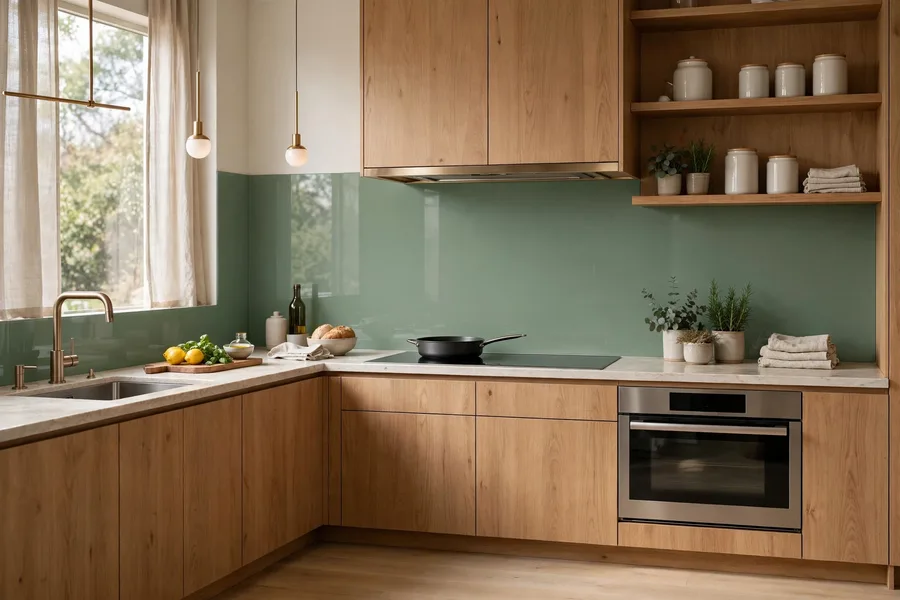 Seamless back-painted glass backsplash — modern kitchen backsplash ideas