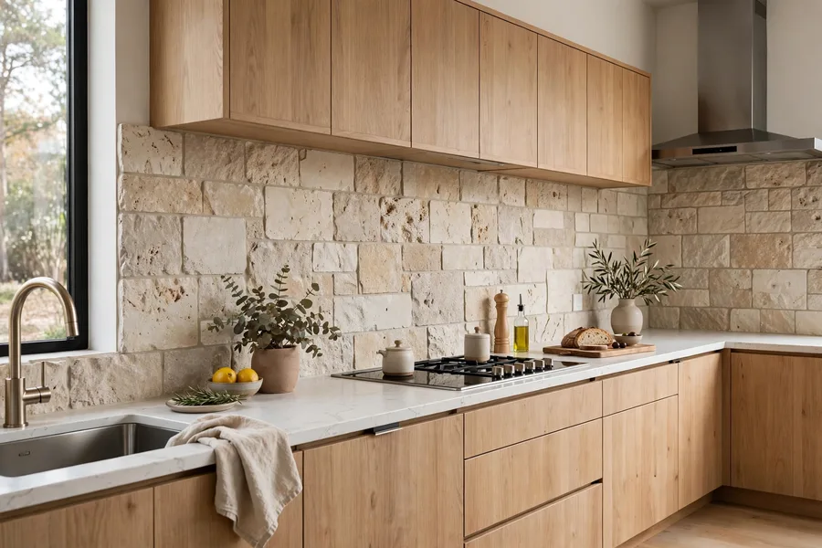 Limestone natural stone backsplash — modern kitchen backsplash ideas
