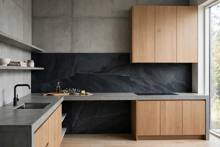 Concrete and soapstone backsplash — modern kitchen backsplash ideas