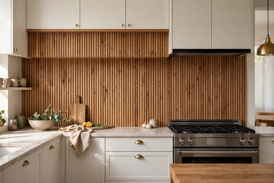 Wood paneling decorative backsplash — modern kitchen backsplash ideas