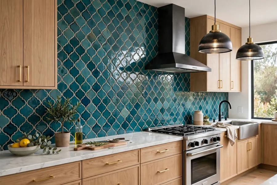 Arabesque lantern tile backsplash — modern kitchen backsplash ideas