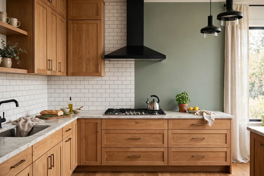 Half-tile half-paint split backsplash — modern kitchen backsplash ideas