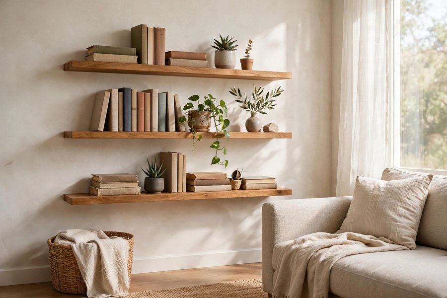 Wall-Mounted Floating Shelves