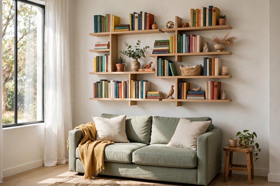 Wall-Mounted Bookshelves