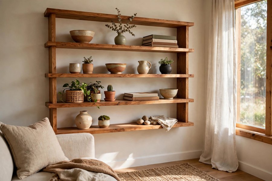 Open Wooden Shelving