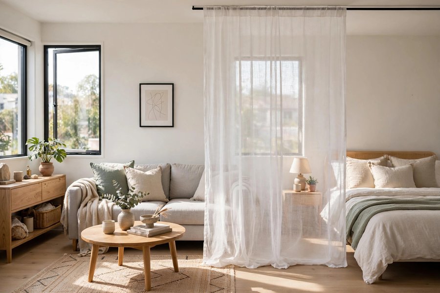 Sheer Curtain Room Divider