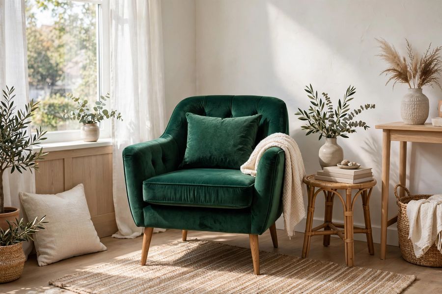 Emerald Velvet Accent Chair