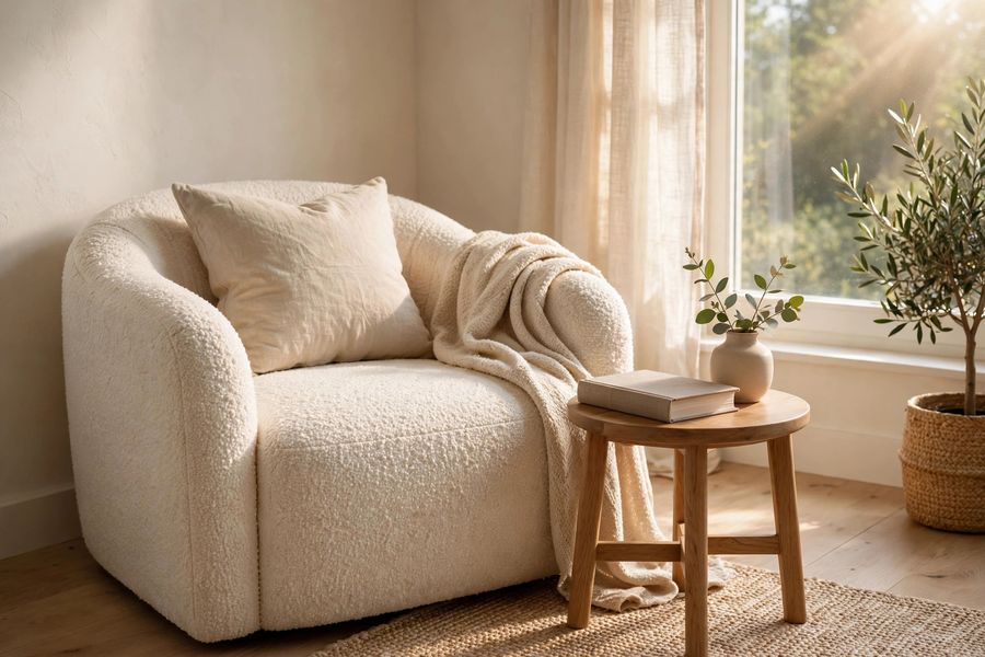 Cream Boucle Armchair