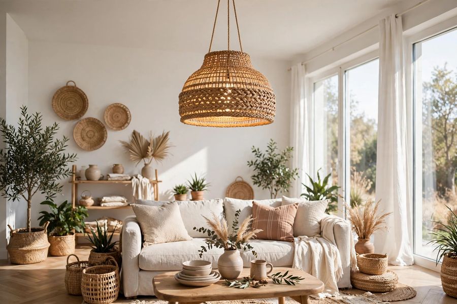 Woven Rattan Pendant