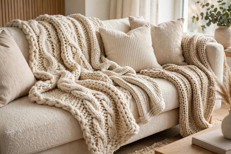 Draped Knit Throws